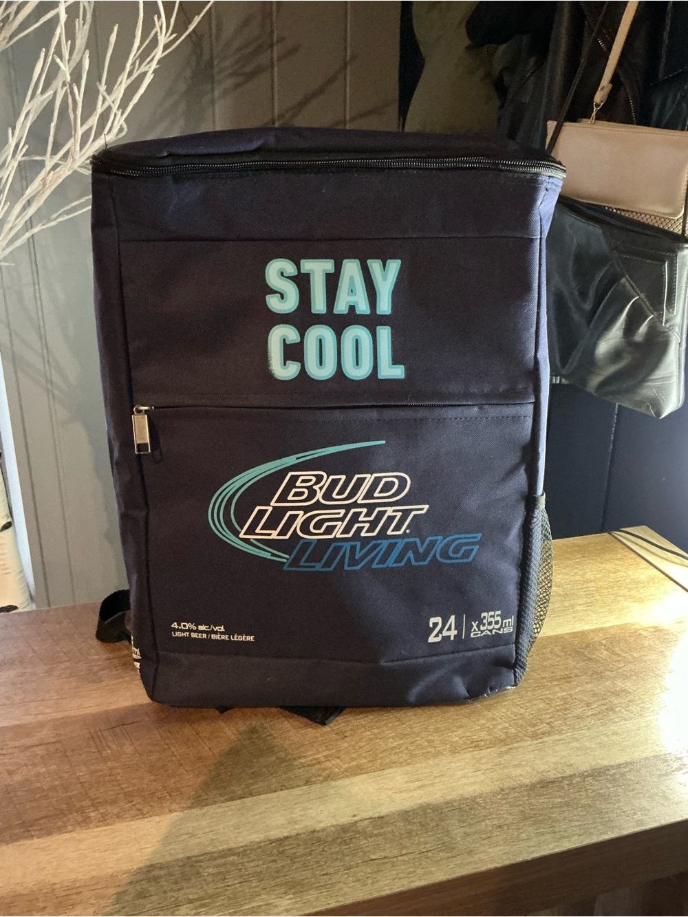 Bud Light Living Insulated Cooler Backpack - Black with Aqua Accents